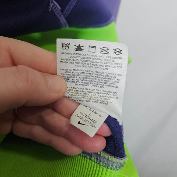 Nike Therma-Fit Bright Lime Green Purple Full-Zip Hoodie Bright Colorful‎ Warm L - Picture 5 of 8